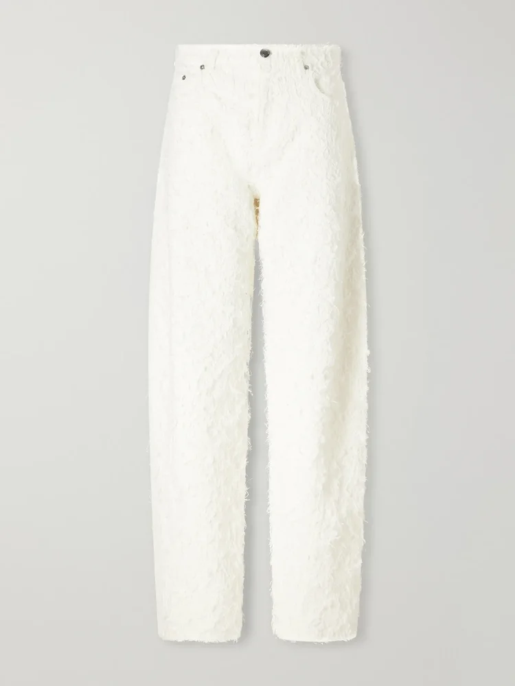 Clyde Double frayed mid-rise barrel-leg jeans