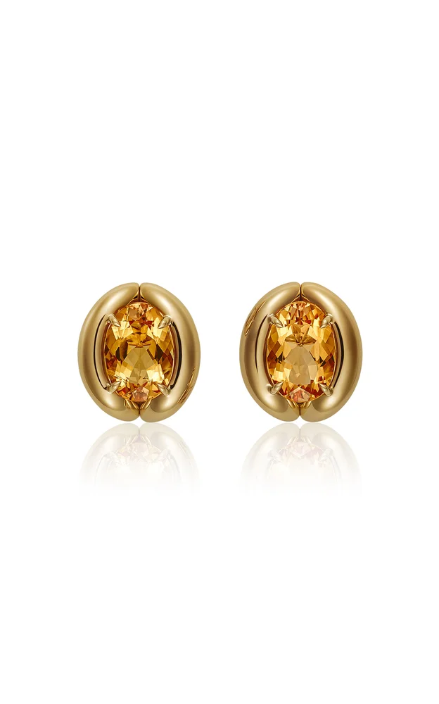 18K Yellow Gold Axis Citrine Earrings