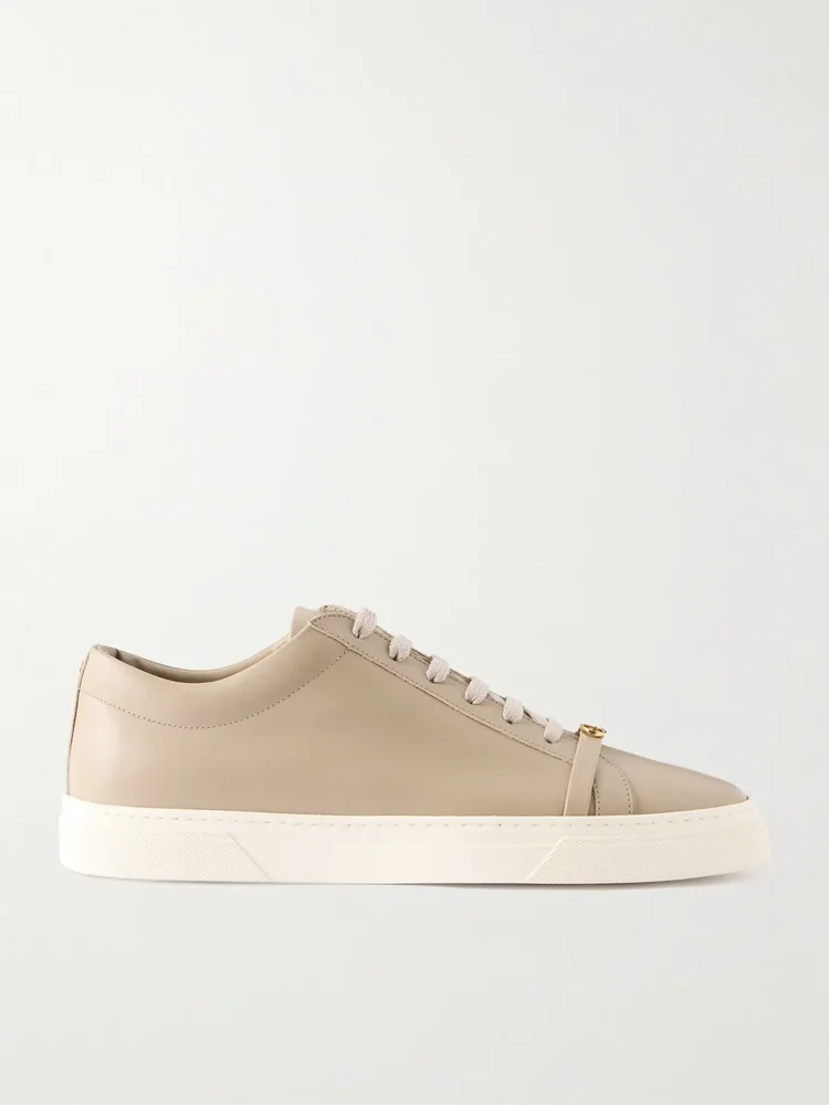 Embellished leather sneakers