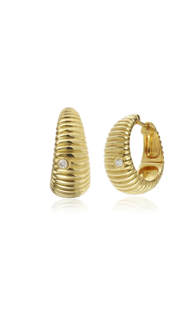9K Gold Diamond Hoop Earrings