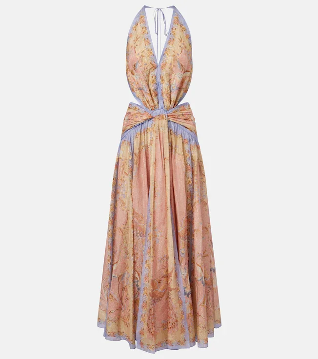 Indra cotton and silk-blend maxi dress