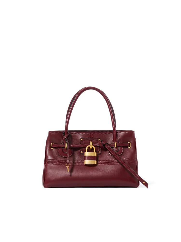 Small Paddington Sling Top Handle Bag in Soft Leather, Red