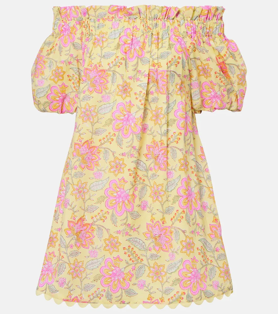 Floral off-shoulder cotton minidress