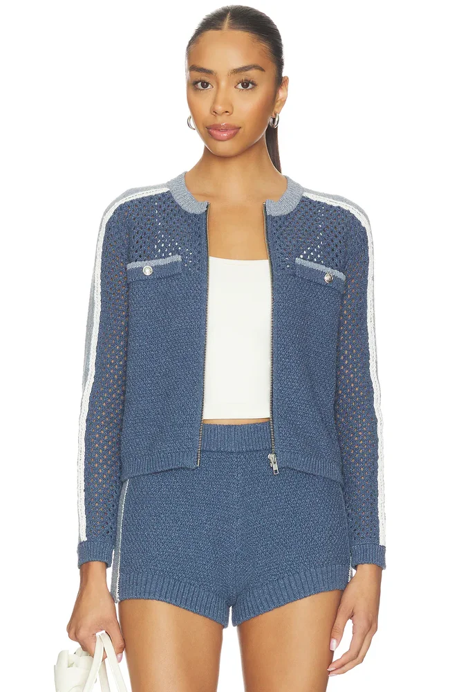 Raya Mixed Stitch Zip Cardi