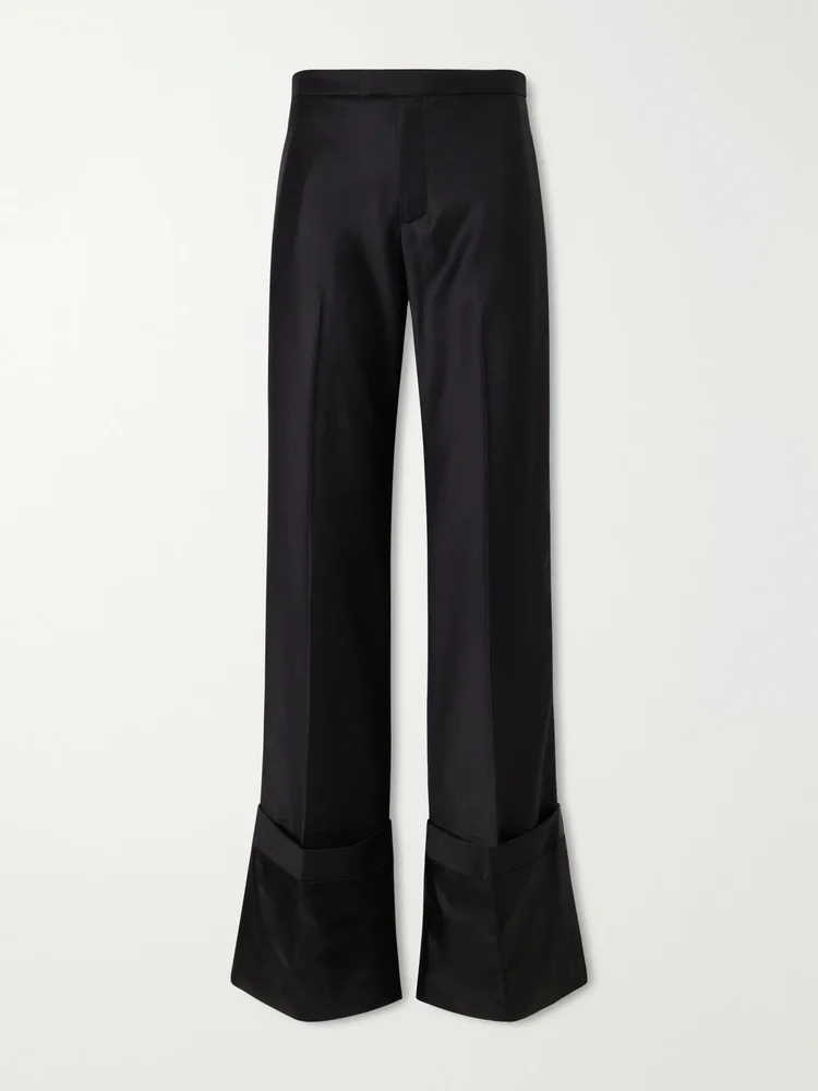 Wool-twll wide-leg pants