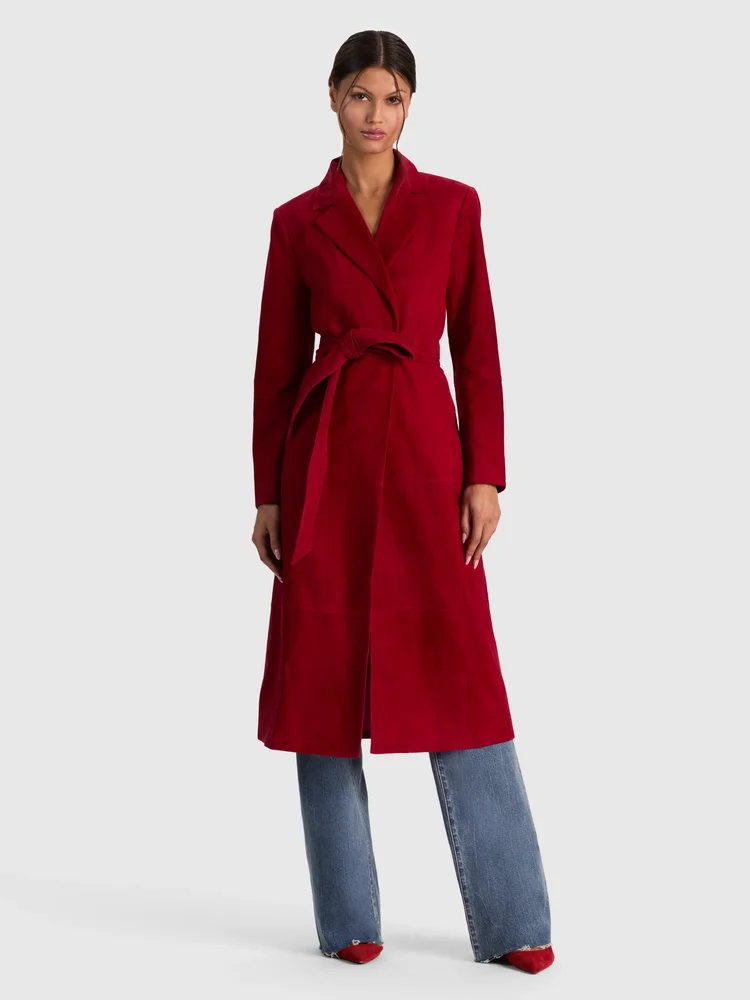 KARLEY SUEDE WRAP MAXI COAT
