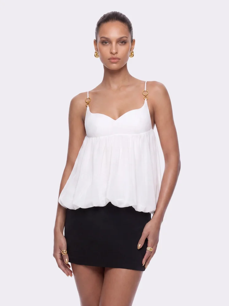 Bellina Bubble Hem White Top