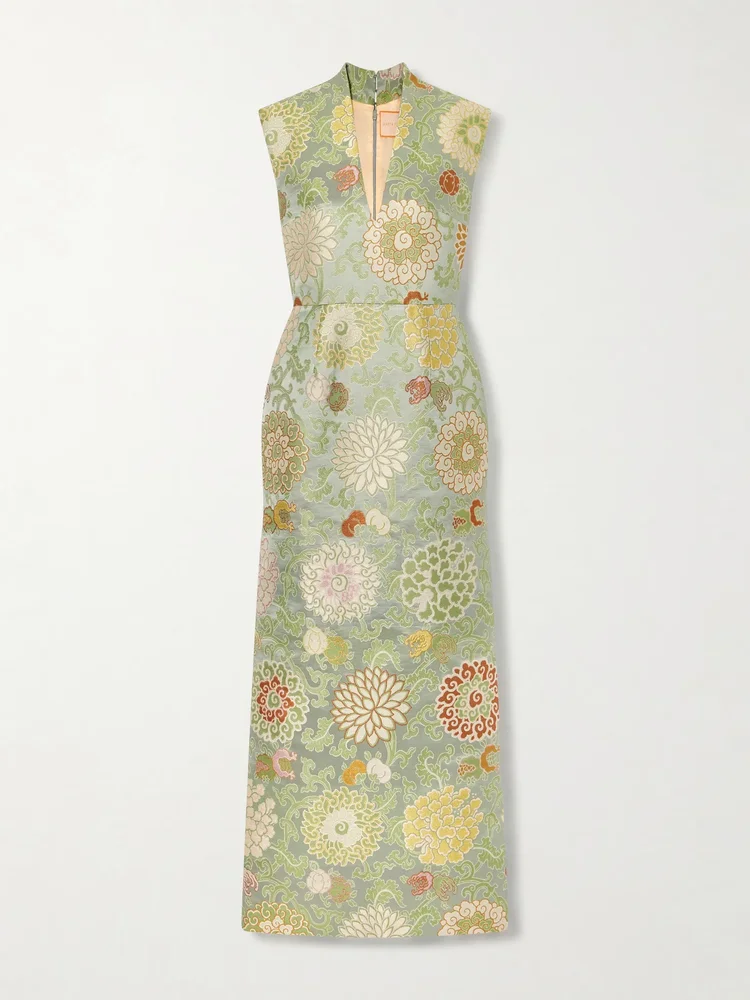 Praga embroidered woven midi dress