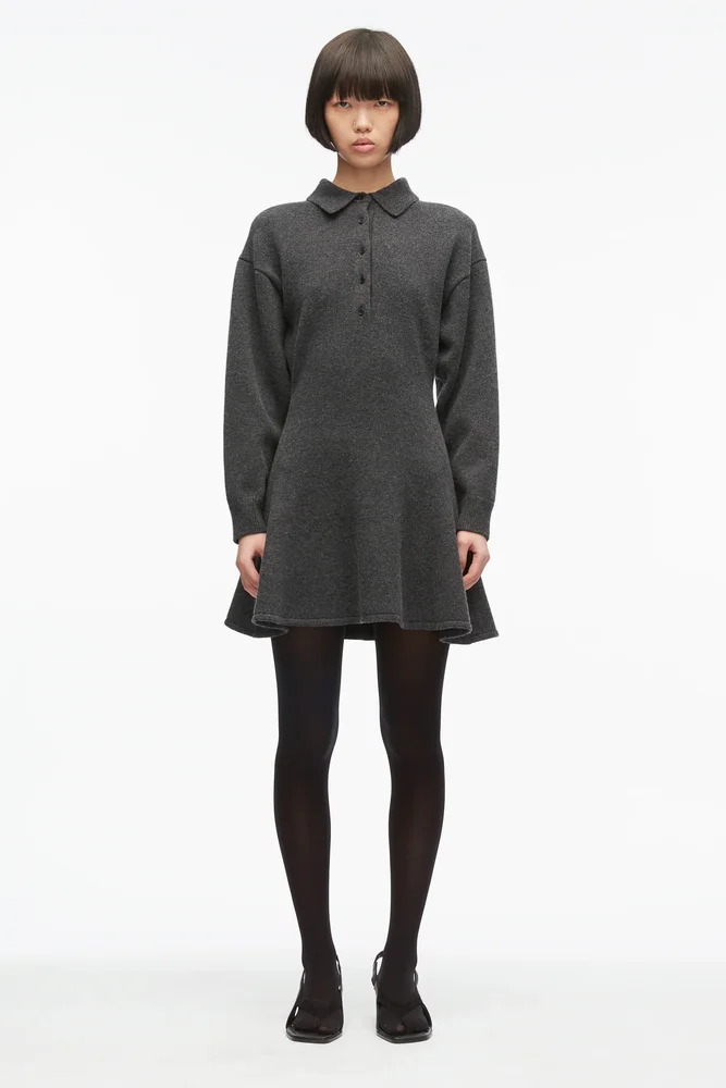 Compact Wool Polo Mini Dress