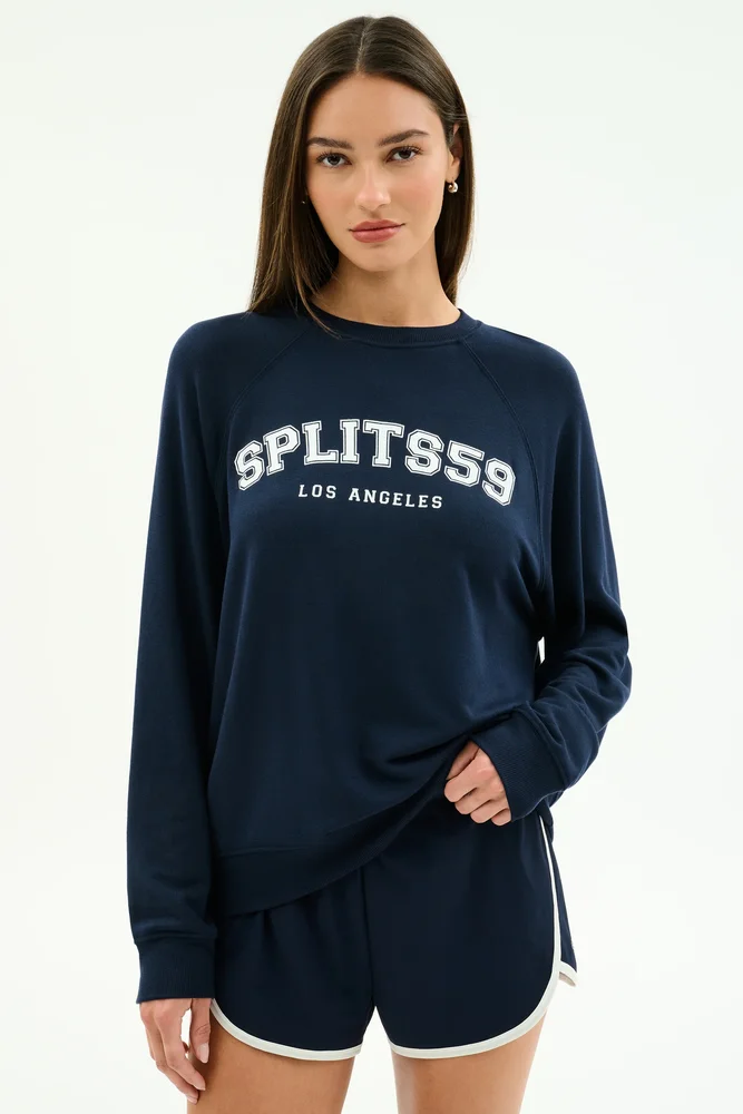 Andie Oversized Fleece Varsity Graphic Sweatshirt - Indigo/Splits59 Los Angeles