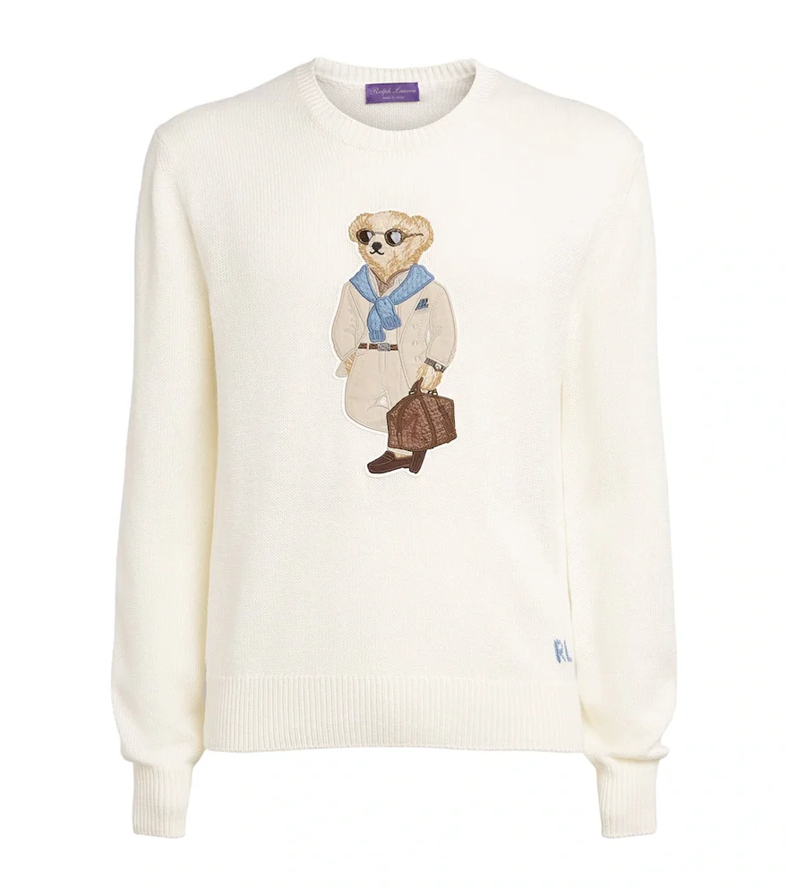 Silk-Linen Polo Bear Sweater