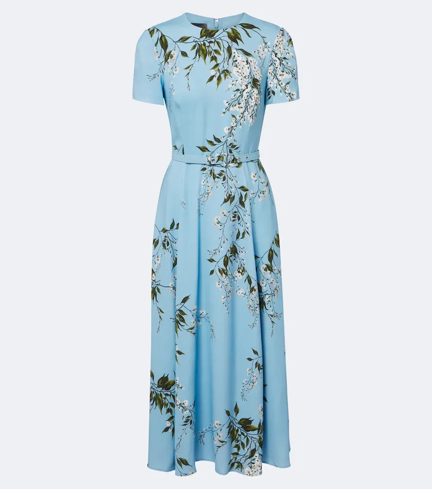 Floral belted midi dress