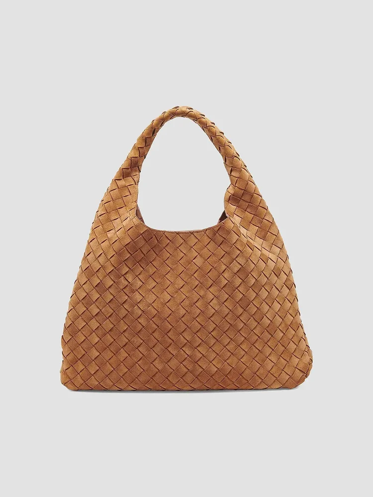Campana Large Intrecciato-Suede Shoulder Bag