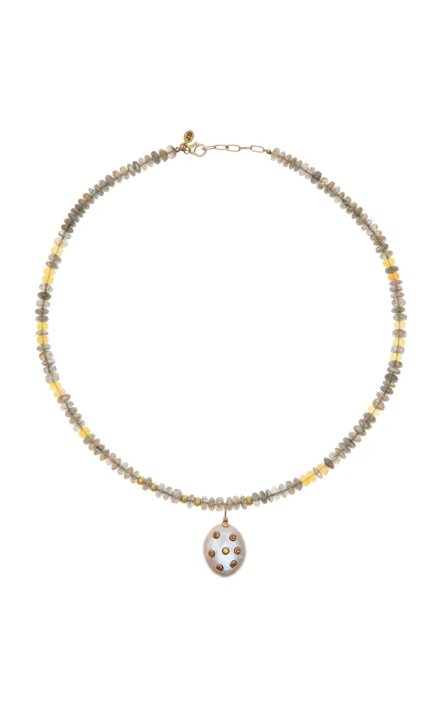 18K Yellow Gold Sapphire Pearl Necklace