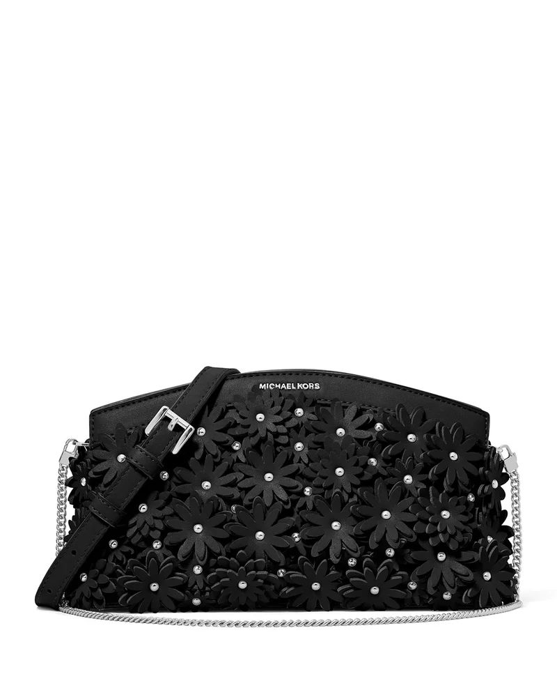 Athena Small Floral Embellished Leather Crossbody Clutch
