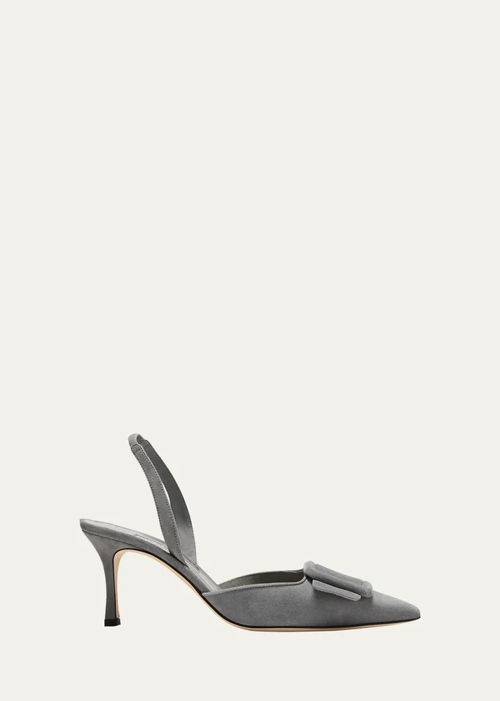 Maysli Suede Buckle Halter Pumps