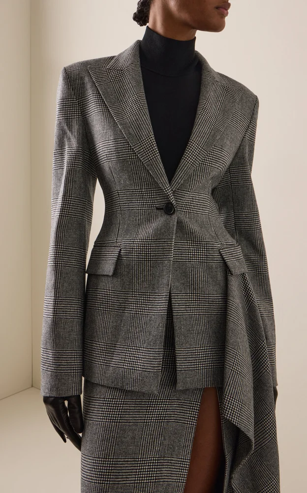 Glen Plaid Wool Cashmere Flannel Blazer