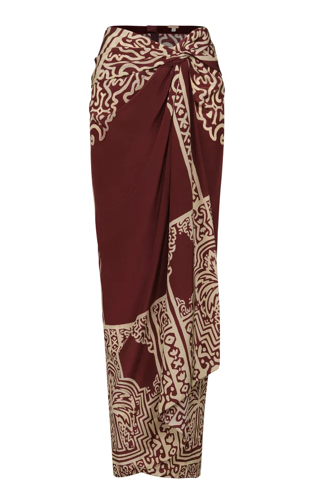 Geometry of the Saddle Draped Silk Maxi Skirt