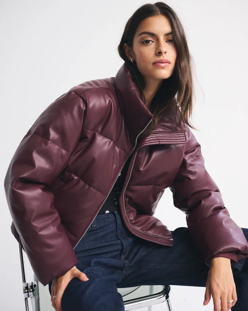 Vegan Leather Short Puffer