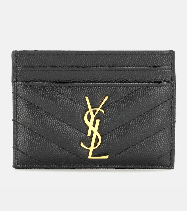 Monogram quilted leather card holder (black)