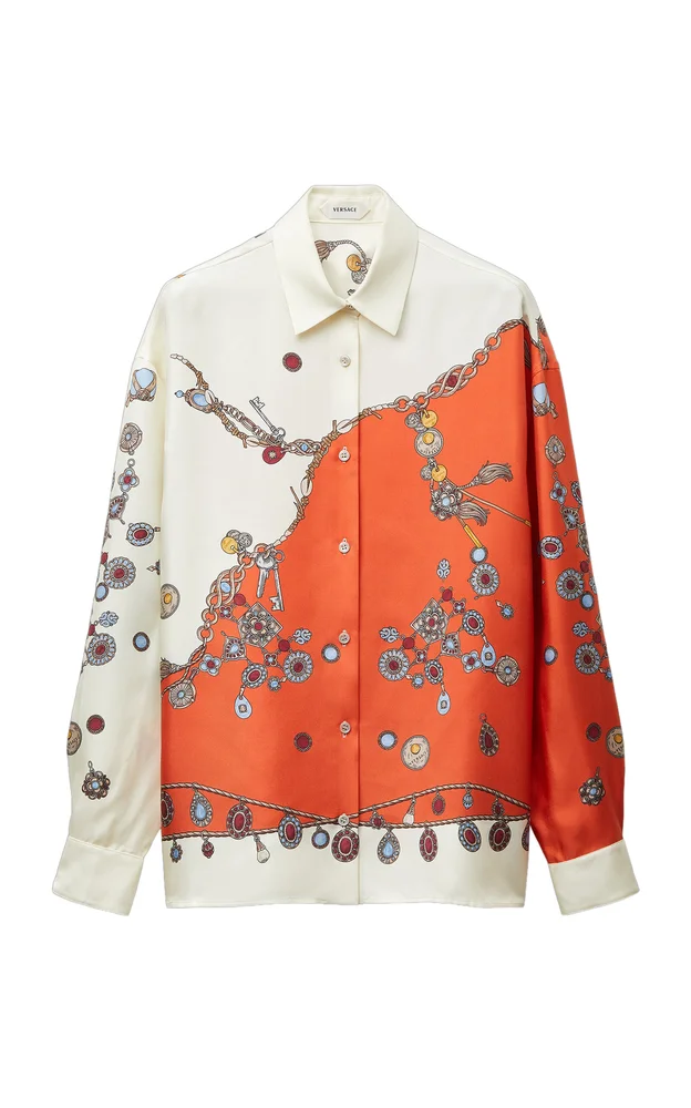 Stolen Jewels Printed Silk-Twill Top