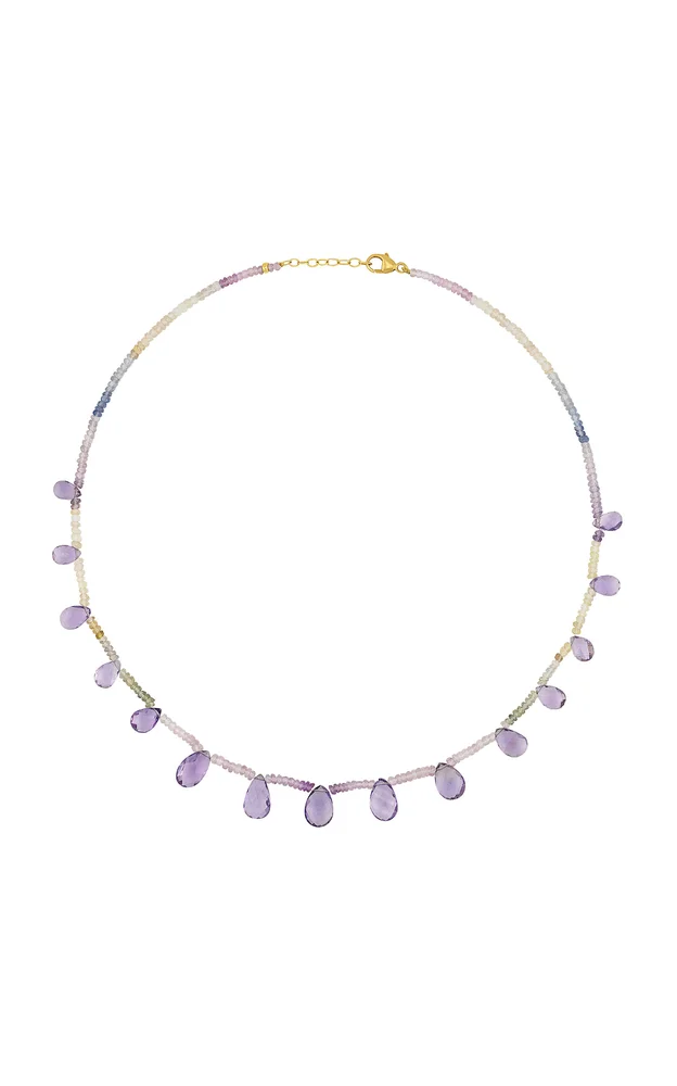 14K Yellow Gold Sapphire Amethyst Necklace