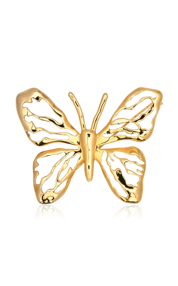 Gold-Tone Lace Butterfly Brooch