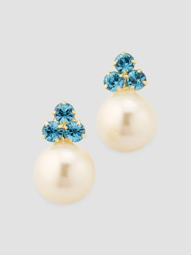 Belen 18K-Gold-Plated, Austrian Crystal & Imitation Pearl Stud Earrings