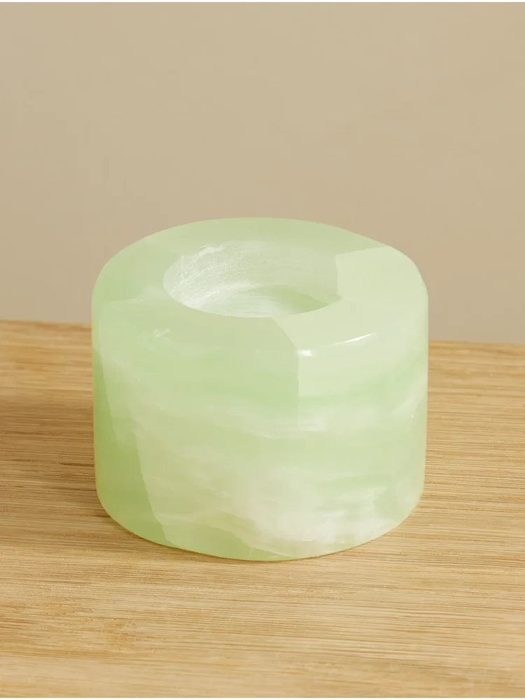 Calcite candle holder
