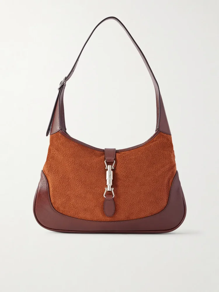 Gucci Jackie 1961 leather-trimmed suede shoulder bag