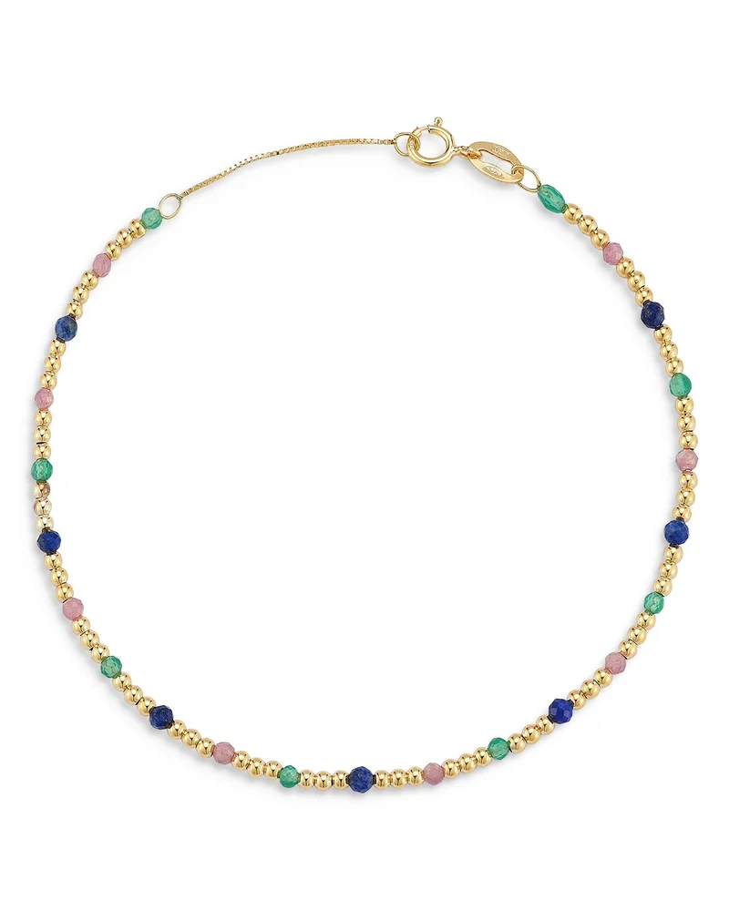 14K Yellow Gold Gemstone Beaded Bracelet