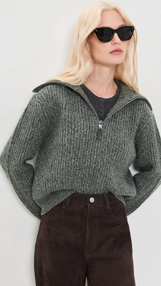 Sailor Collar Half Zip Pullover