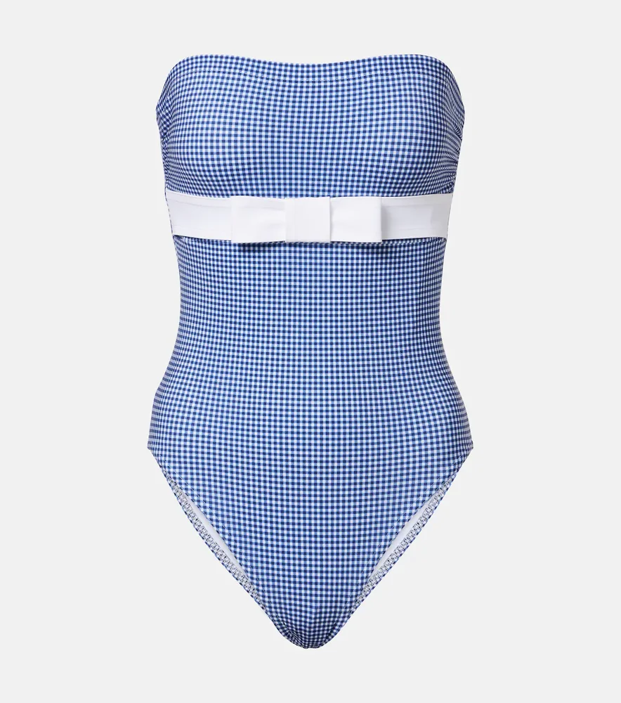 Bow-detail gingham swimsuit