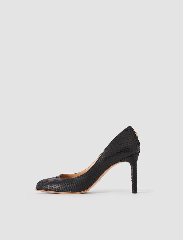 Alette Snake Texture Leather Heeled Pumps