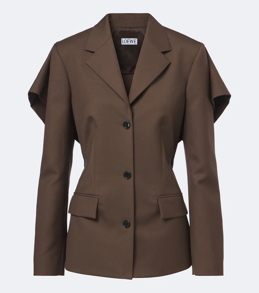 Caped wool blazer