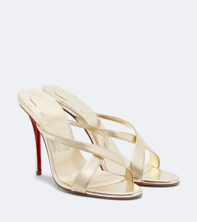 Mulazee Cross metallic leather sandals