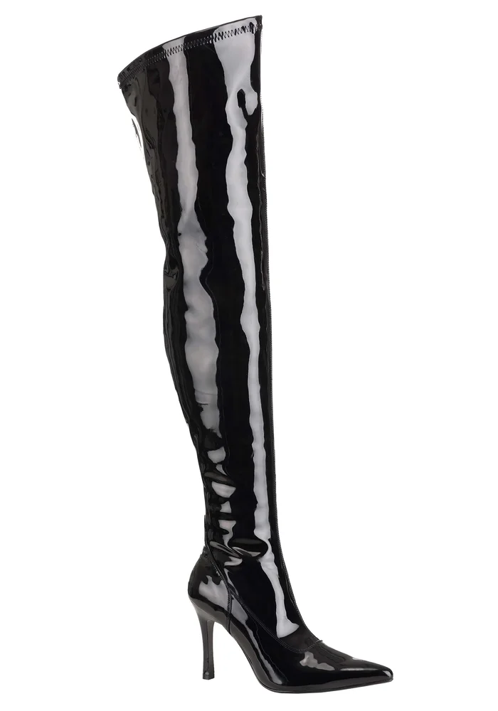 Black Patent Over the Knee Boots for Women