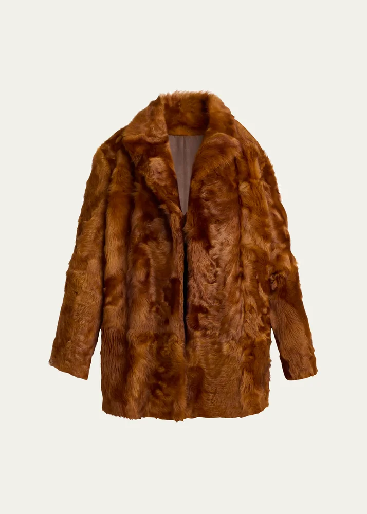 Lamb Shearling Open Coat