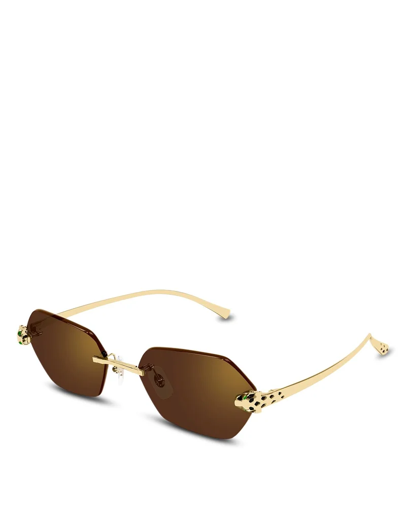 Geometric Sunglasses, 55mm, Gold and Brown