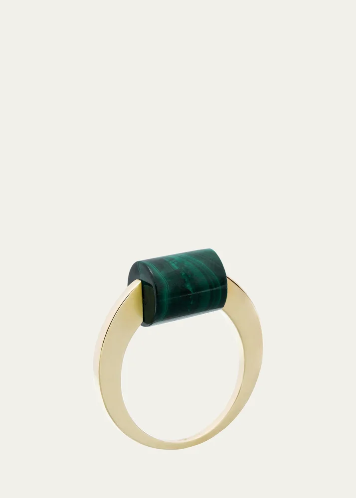 Deco Cylinder Ring with Malachite
