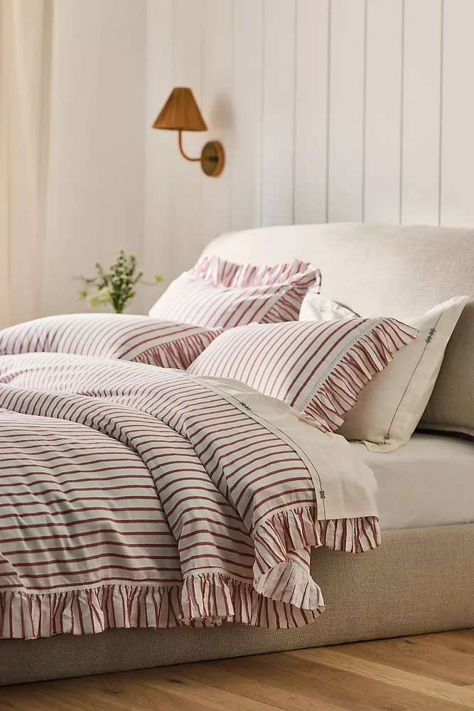 100% Organic Cotton Spa Sateen Ruffled Duvet Cover