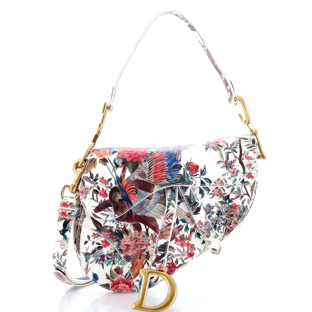Dior Saddle Handbag with Strap Printed Leather Medium, Print