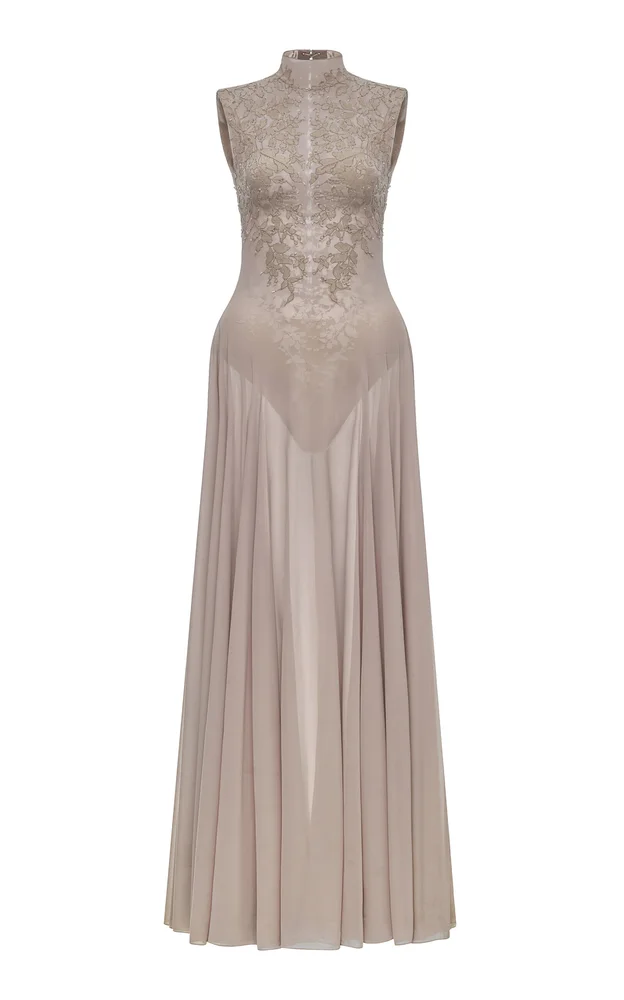 Sleeveless Jacquard Maxi Dress