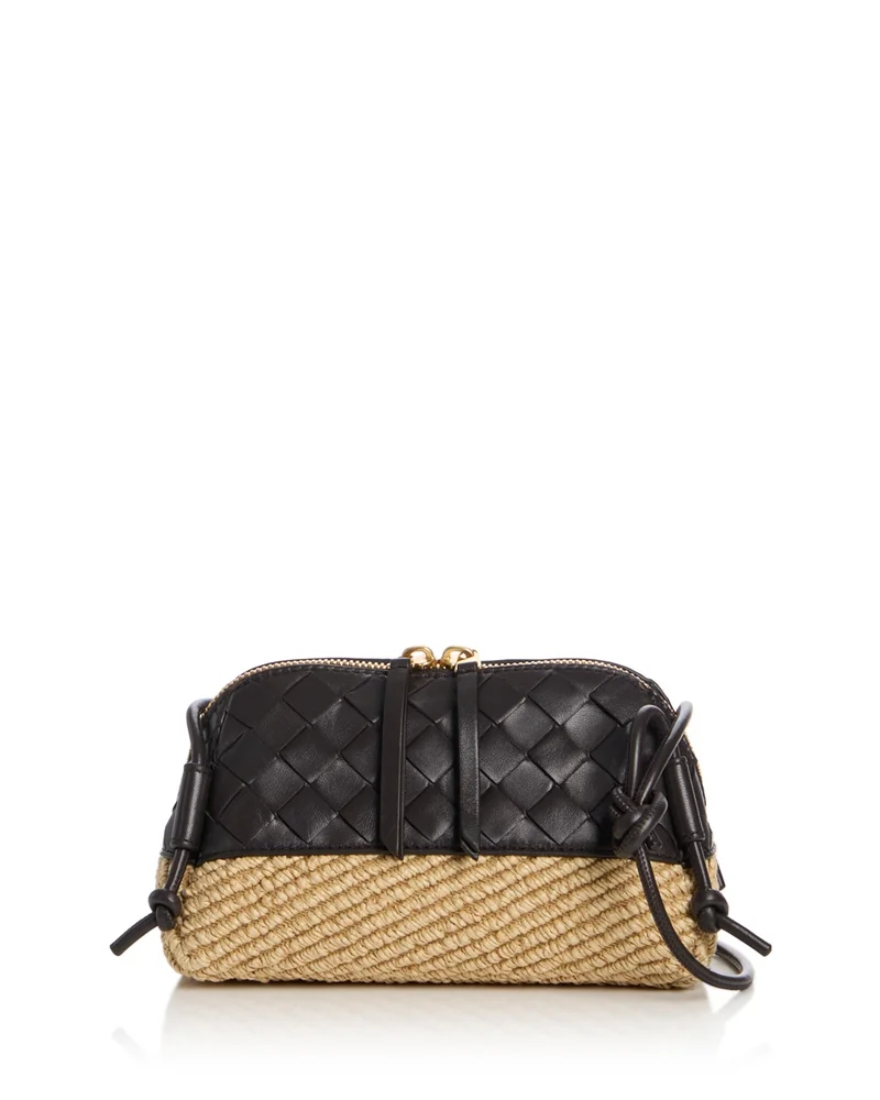 Concert Pouch Raffia & Intrecciato Leather Shoulder Bag