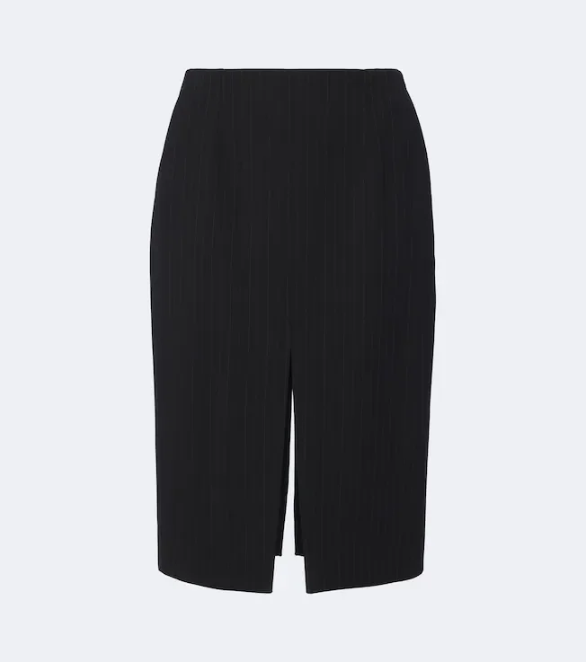 Chalk stripe wool-blend pencil skirt