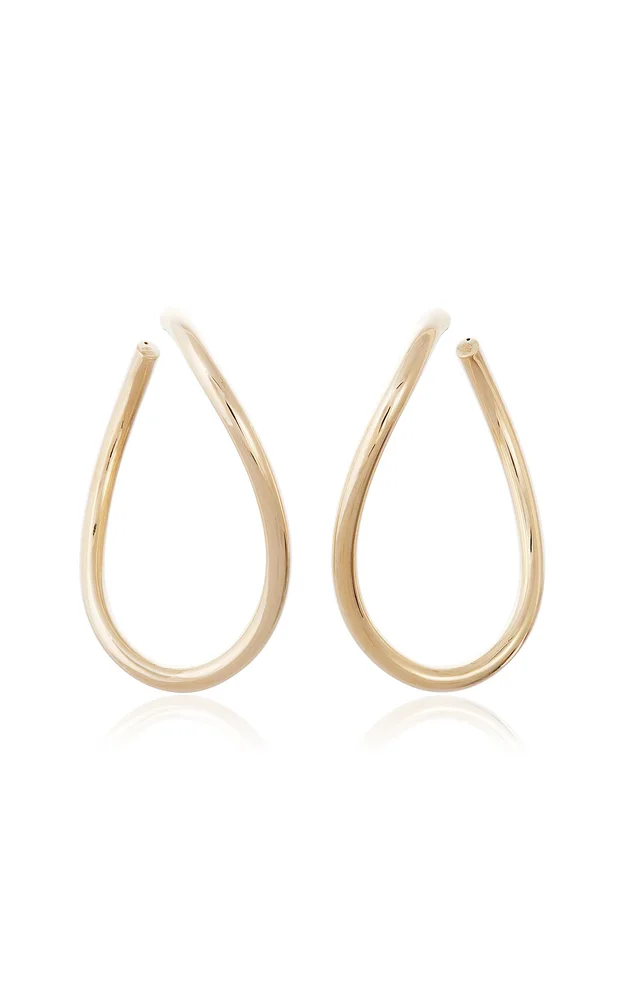 Curved 18K Yellow Gold Hoop Earring