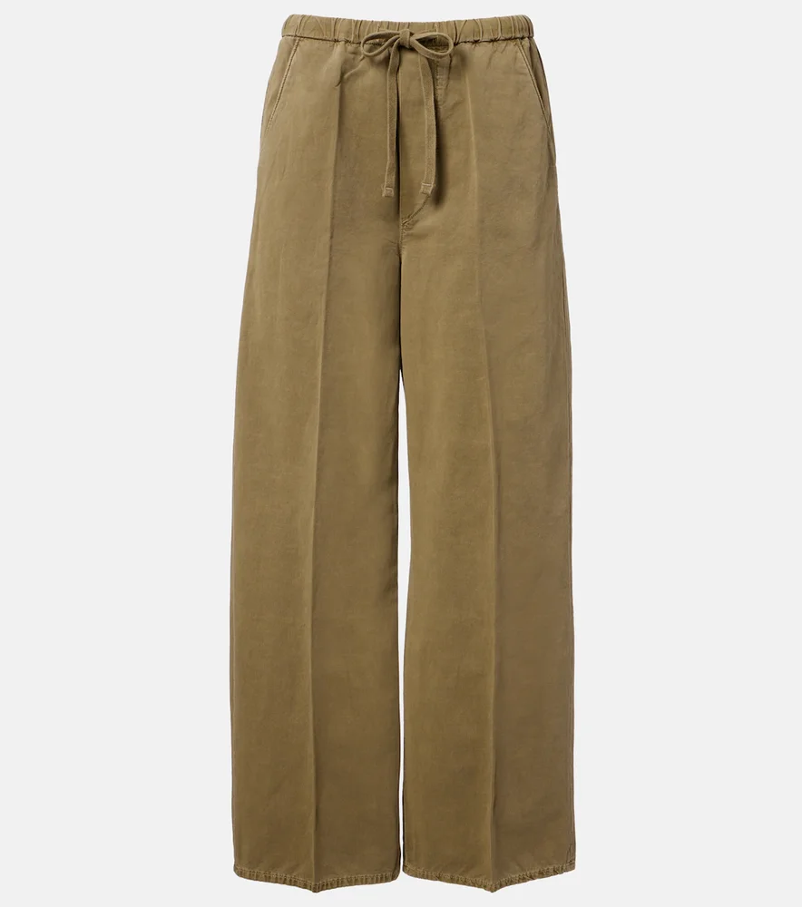Aurora cotton and linen wide-leg pants