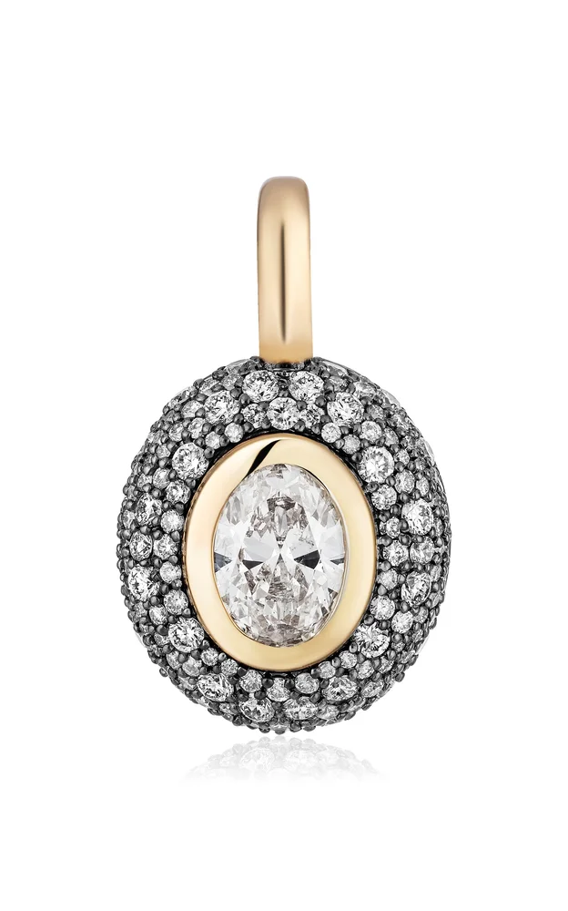 Floret Oval 14K Yellow Gold Diamond Pendant