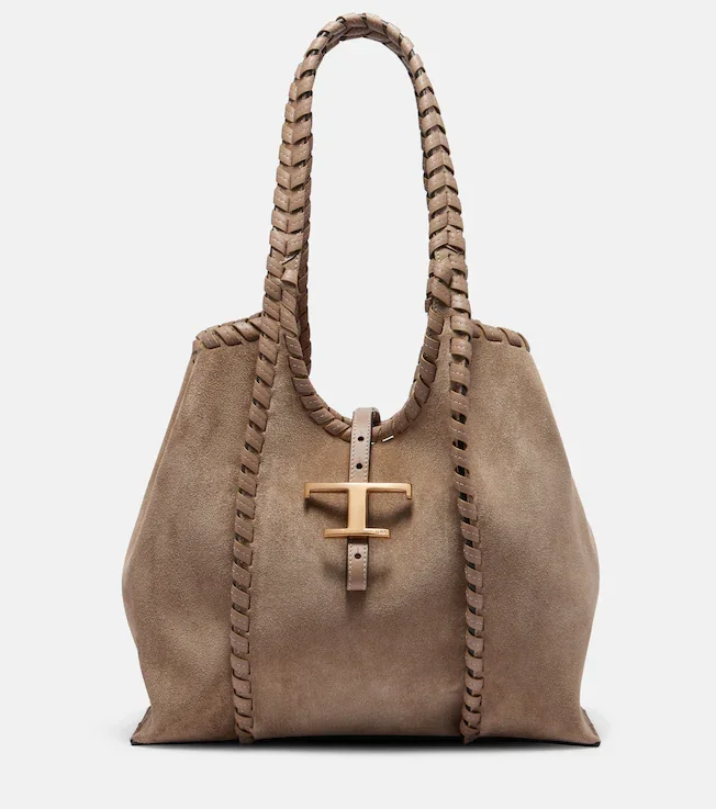T Timeless Medium suede tote bag