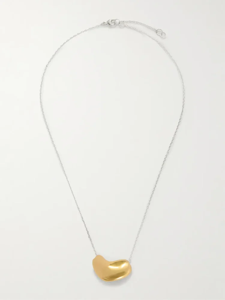 18-karat gold-pleated sterling silver pendant necklace
